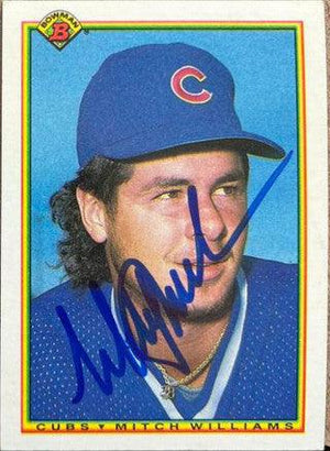 Mitch Williams Signed 1990 Bowman Tiffany Baseball Card - Chicago Cubs - PastPros