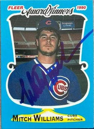 Mitch Williams Signed 1990 Fleer Award Winners Baseball Card - Chicago Cubs