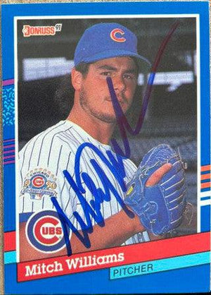 Mitch Williams Signed 1991 Donruss Baseball Card - Chicago Cubs - PastPros