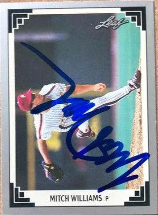 Mitch Williams Signed 1991 Leaf Baseball Card - Philadelphia Phillies