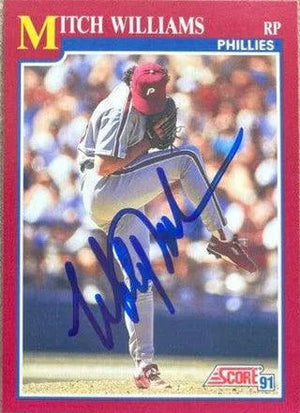 Mitch Williams Signed 1991 Score Rookie & Traded Baseball Card - Philadelphia Phillies