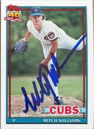 Mitch Williams Signed 1991 Topps Tiffany Baseball Card - Chicago Cubs