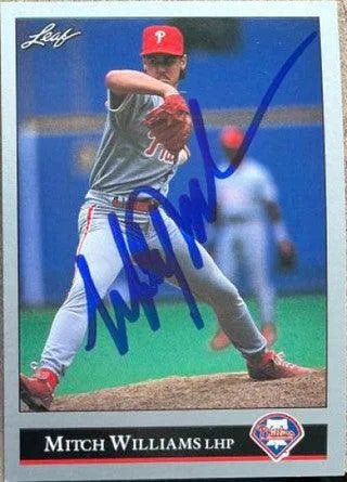 Mitch Williams Signed 1992 Leaf Baseball Card - Philadelphia Phillies