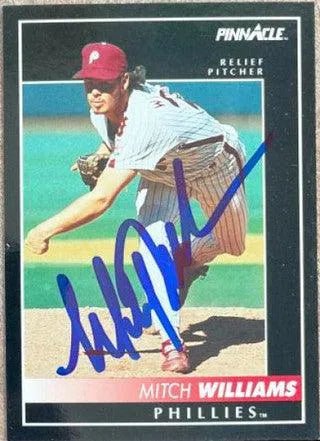 Mitch Williams Signed 1992 Pinnacle Baseball Card - Philadelphia Phillies