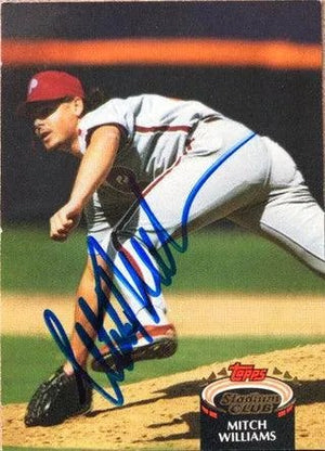 Mitch Williams Signed 1992 Stadium Club Baseball Card - Philadelphia Phillies