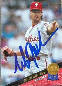 Mitch Williams Signed 1993 Leaf Baseball Card - Philadelphia Phillies - PastPros