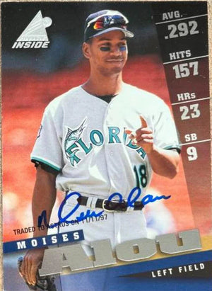 Moises Alou Signed 1998 Pinnacle Inside Baseball Card - Florida Marlins