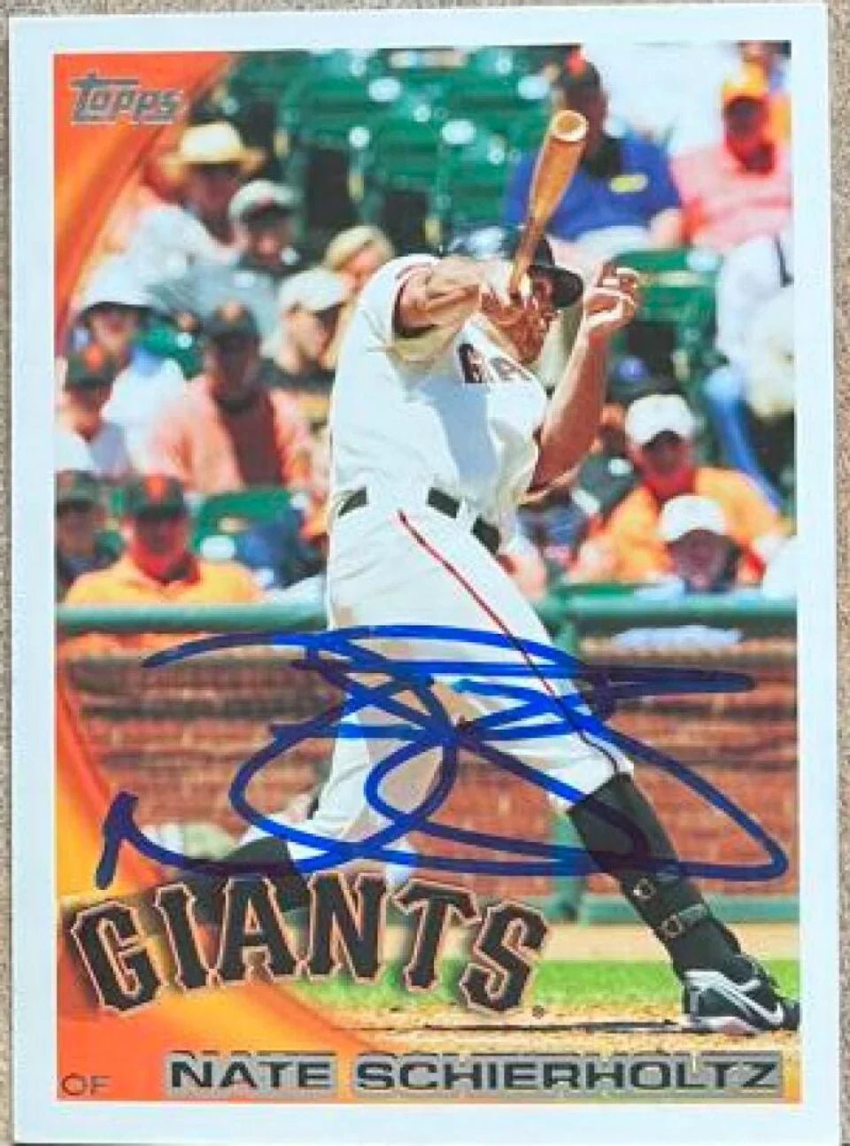 Nate Schierholtz Signed 2010 Topps Baseball Card - San Francisco Giants