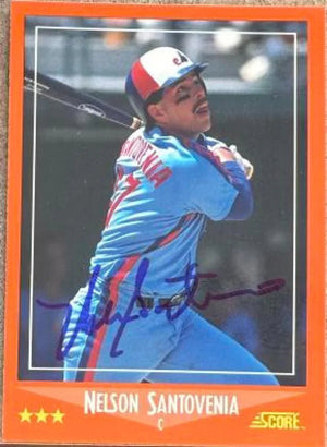 Nelson Santovenia Autographed 1988 Score Rookie & Traded Glossy Baseball Card - Montreal Expos #96T