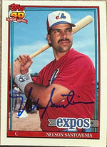 Nelson Santovenia Autographed 1991 Topps Tiffany Baseball Card - Montreal Expos #744