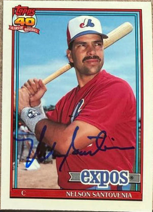 Nelson Santovenia Autographed 1991 Topps Tiffany Baseball Card - Montreal Expos #744
