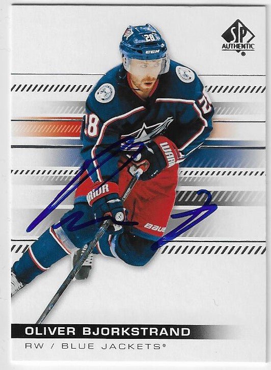 Oliver Bjorkstrand Signed 2019-20 SP Authentic Hockey Card - Columbus Blue Jackets