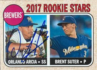 Orlando Arcia Signed 2017 Topps Heritage Baseball Card - Milwaukee Brewers - PastPros