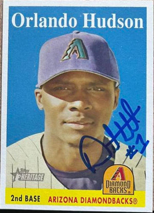 Orlando Hudson Signed 2007 Topps Heritage Baseball Card - Arizona Diamondbacks - PastPros
