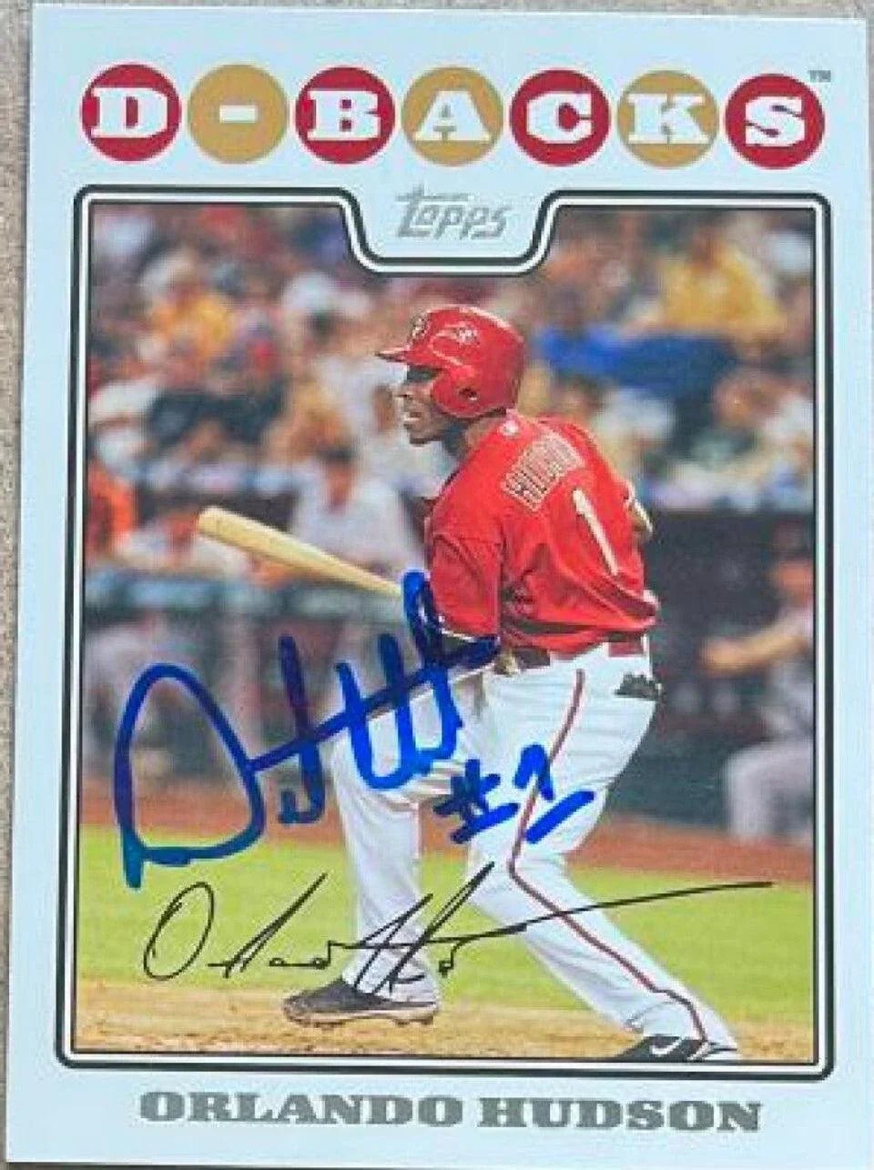 Orlando Hudson Signed 2008 Topps Baseball Card - Arizona Diamondbacks