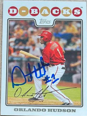 Orlando Hudson Signed 2008 Topps Baseball Card - Arizona Diamondbacks - PastPros