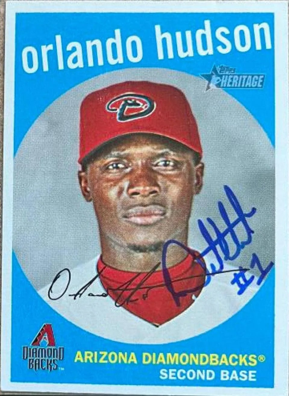 Orlando Hudson Signed 2008 Topps Heritage Baseball Card - Arizona Diamondbacks