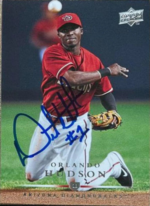Orlando Hudson Signed 2008 Upper Deck Baseball Card - Arizona Diamondbacks