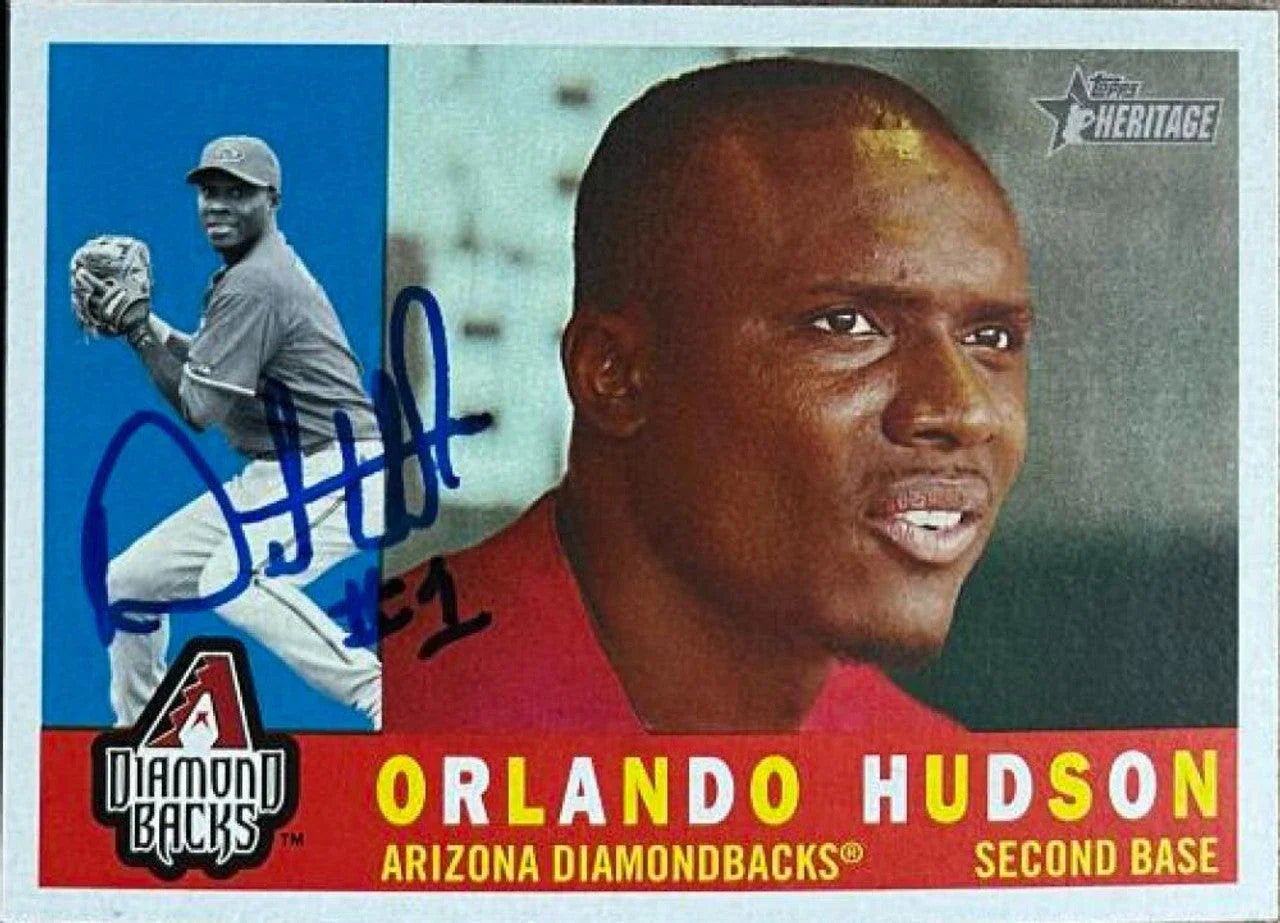 Orlando Hudson Signed 2009 Topps Heritage Baseball Card - Arizona Diamondbacks