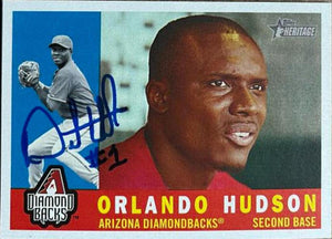 Orlando Hudson Signed 2009 Topps Heritage Baseball Card - Arizona Diamondbacks - PastPros