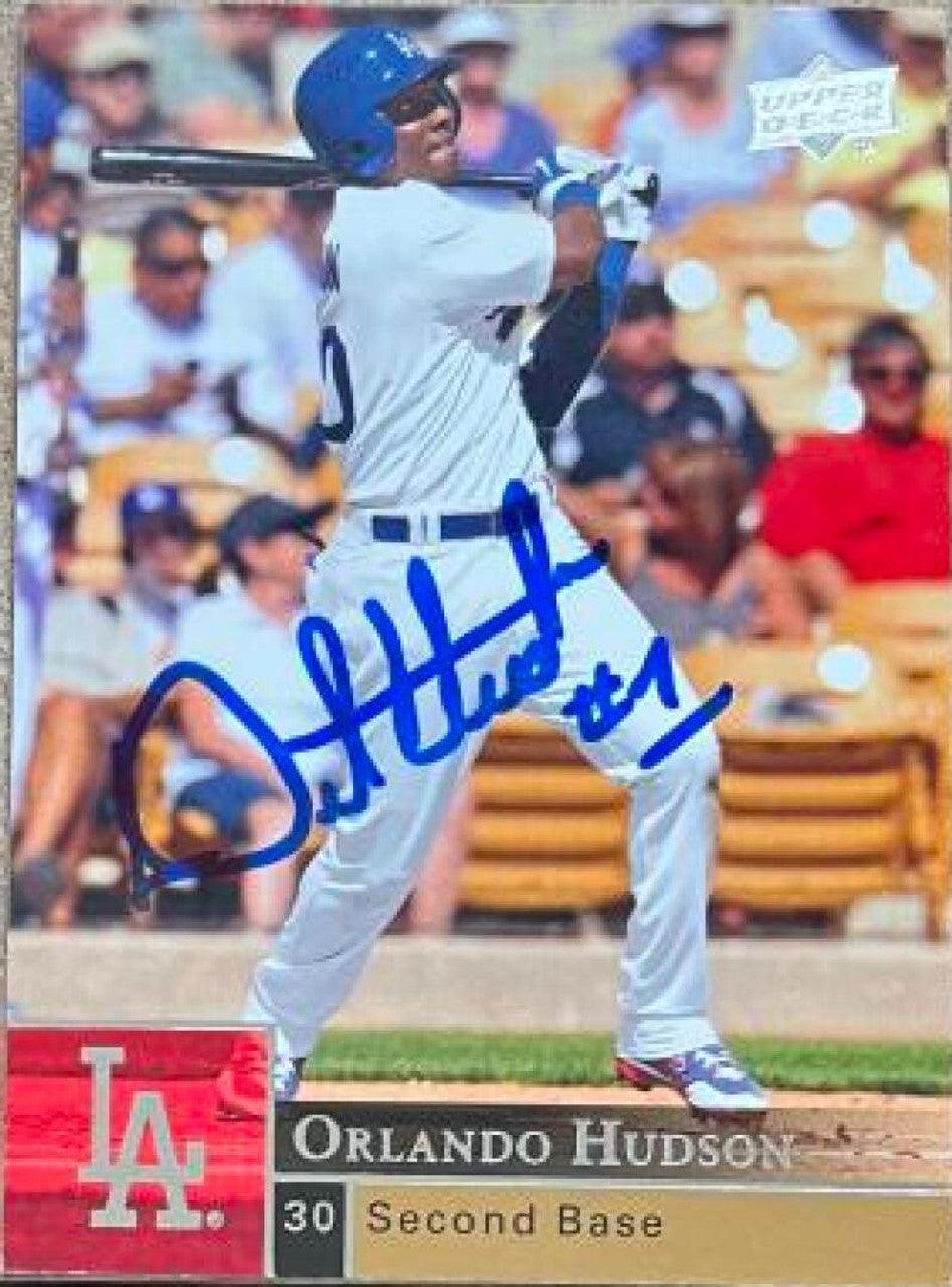 Orlando Hudson Signed 2009 Upper Deck Baseball Card - Los Angeles Dodgers - PastPros