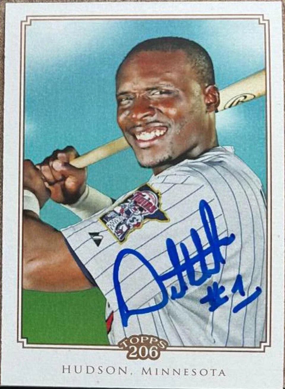 Orlando Hudson Signed 2010 Topps 206 Baseball Card - Minnesota Twins