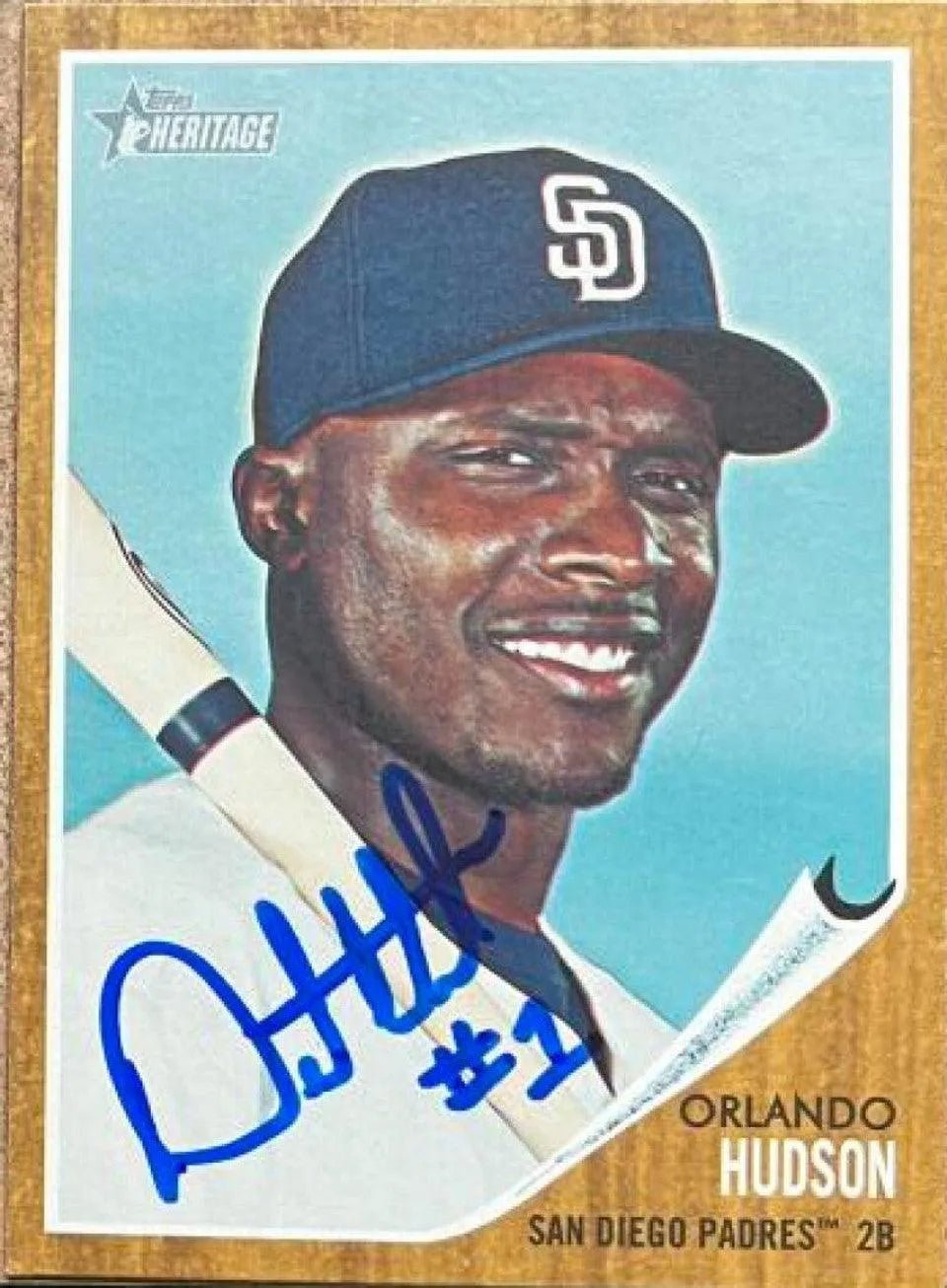 Orlando Hudson Signed 2011 Topps Heritage Baseball Card - San Diego Padres