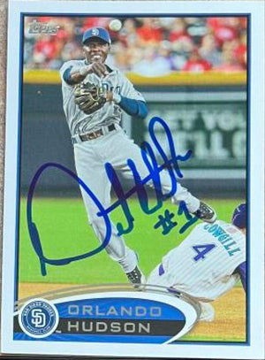 Orlando Hudson Signed 2012 Topps Baseball Card - San Diego Padres - PastPros
