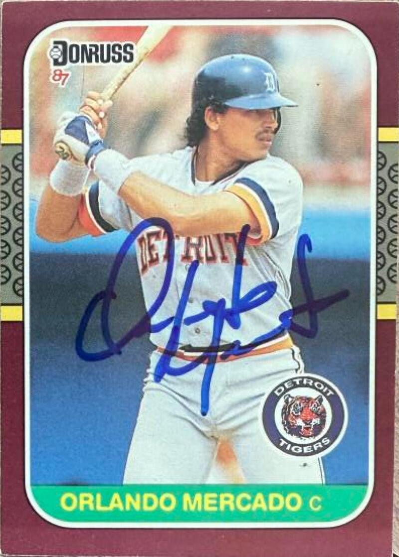 Orlando Mercado Signed 1987 Donruss Opening Day Baseball Card - Detroit Tigers
