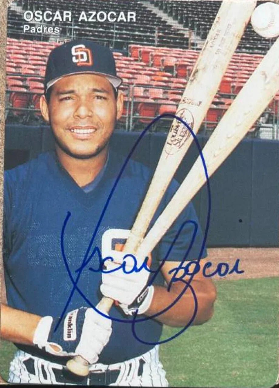Oscar Azocar Signed 1992 Mother's Cookies Baseball Card - San Diego Padres - PastPros