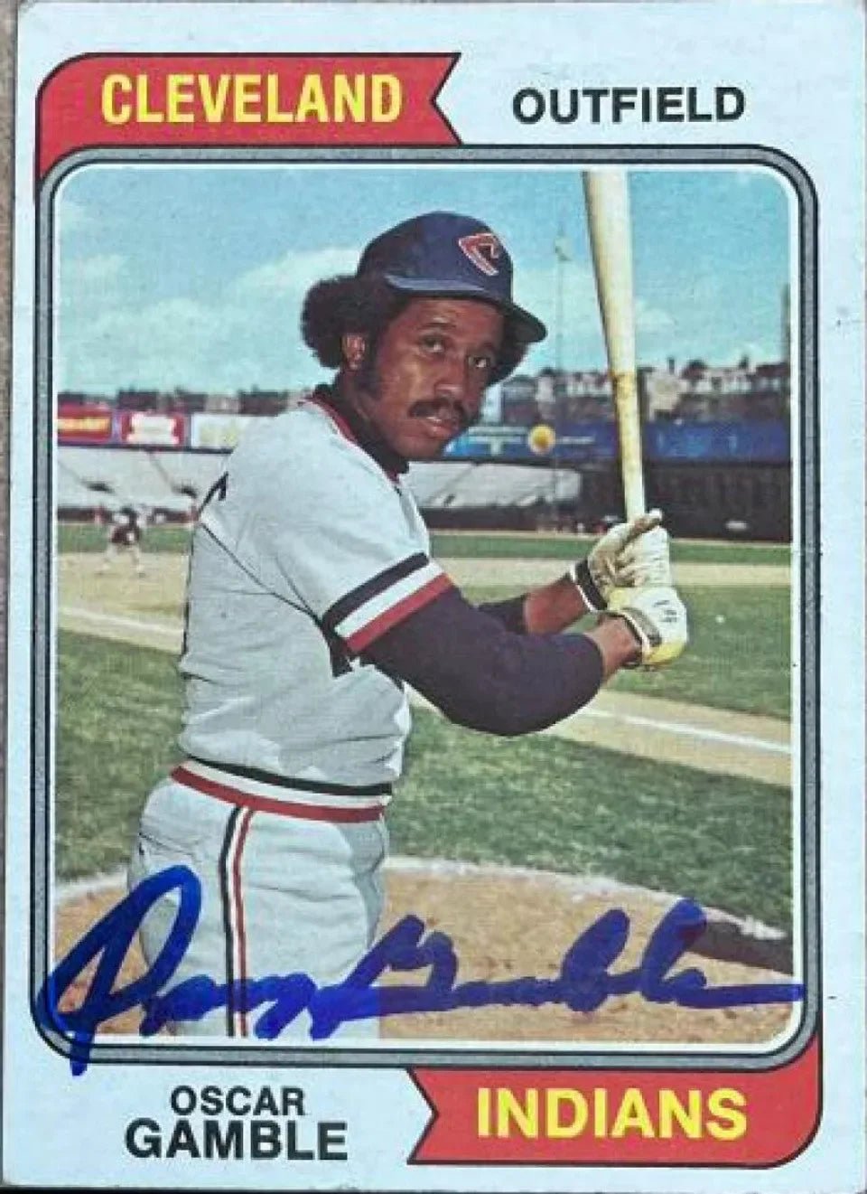 Oscar Gamble Signed 1974 Topps Baseball Card - Cleveland Indians - PastPros