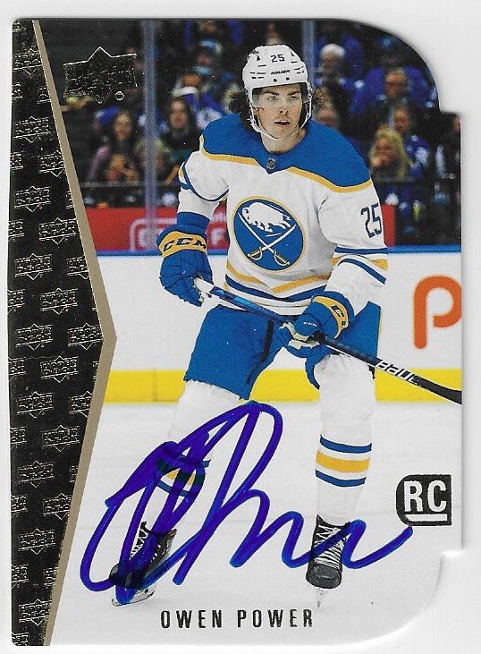 Owen Power Signed 2022-23 Upper Deck Series 1 Retro Die Cut Hockey Card - Buffalo Sabres