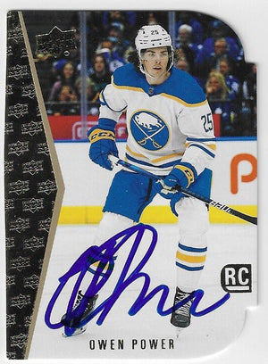 Owen Power Signed 2022-23 Upper Deck Series 1 Retro Die Cut Hockey Card - Buffalo Sabres