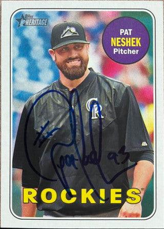 Pat Neshek Signed 2015 Topps Heritage Baseball Card - Colorado Rockies - PastPros