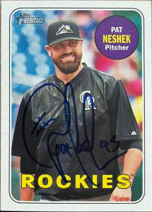 Pat Neshek Signed 2015 Topps Heritage Baseball Card - Colorado Rockies - PastPros