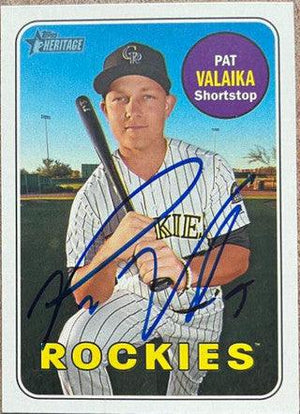Pat Valaika Signed 2015 Topps Heritage Baseball Card - Colorado Rockies - PastPros