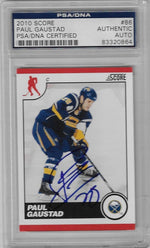 Paul Gaustad Signed 2010-11 Score Hockey Card - Buffalo Sabres - PSA/DNA