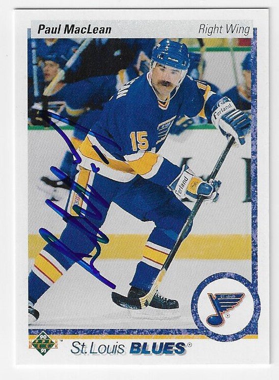 Paul MacLean Signed 1990-91 Upper Deck Hockey Card - St Louis Blues