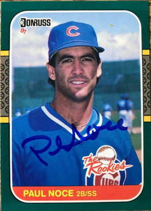 Paul Noce Signed 1987 Donruss Rookies Baseball Card - Chicago Cubs - PastPros