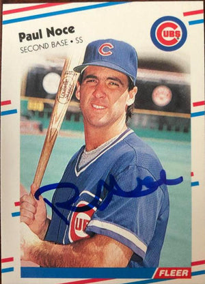 Paul Noce Signed 1988 Fleer Baseball Card - Chicago Cubs - PastPros