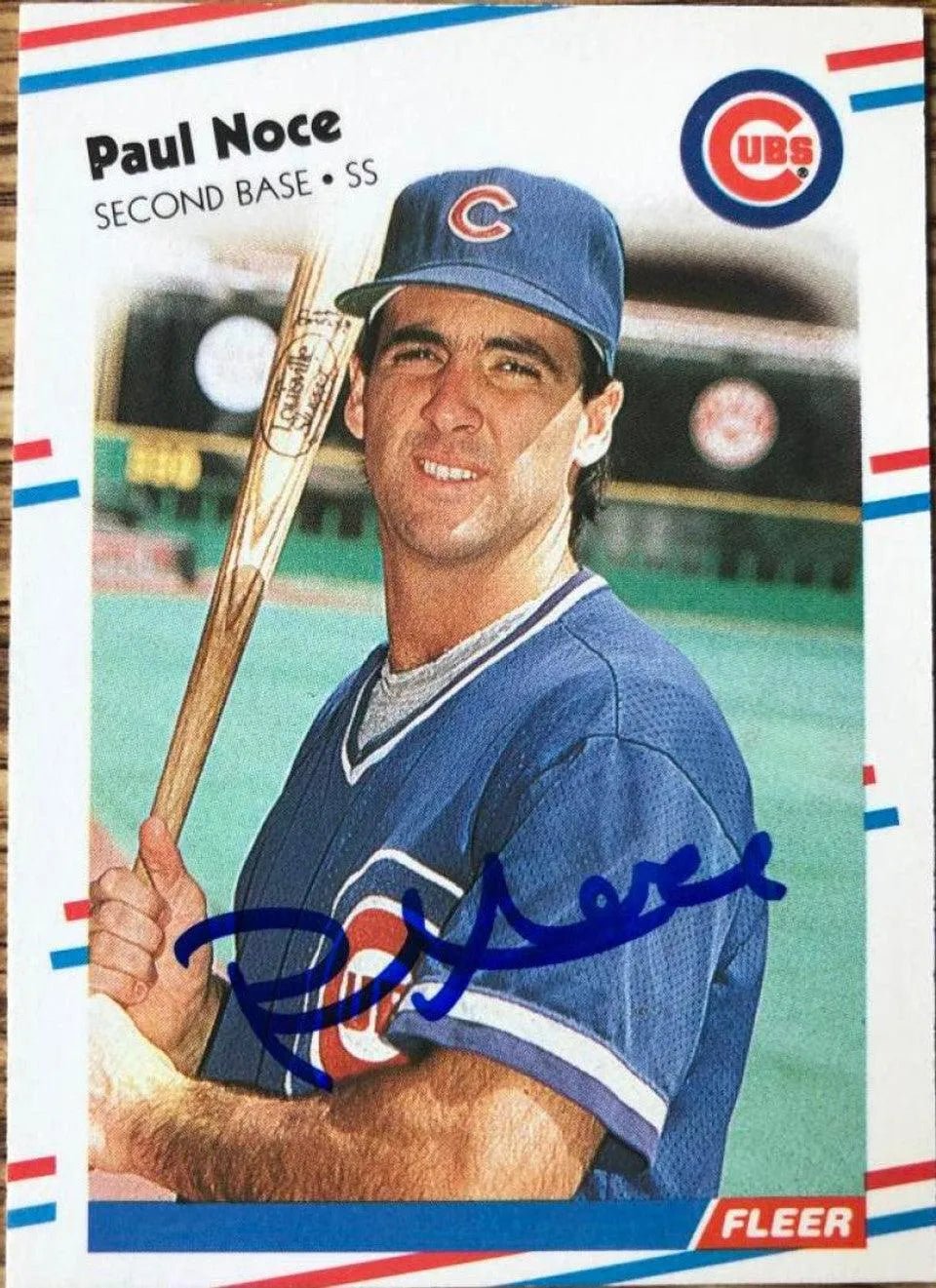 Paul Noce Signed 1988 Fleer Glossy Baseball Card - Chicago Cubs