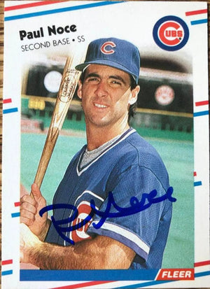 Paul Noce Signed 1988 Fleer Glossy Baseball Card - Chicago Cubs