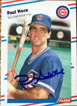 Paul Noce Signed 1988 Fleer Glossy Baseball Card - Chicago Cubs - PastPros