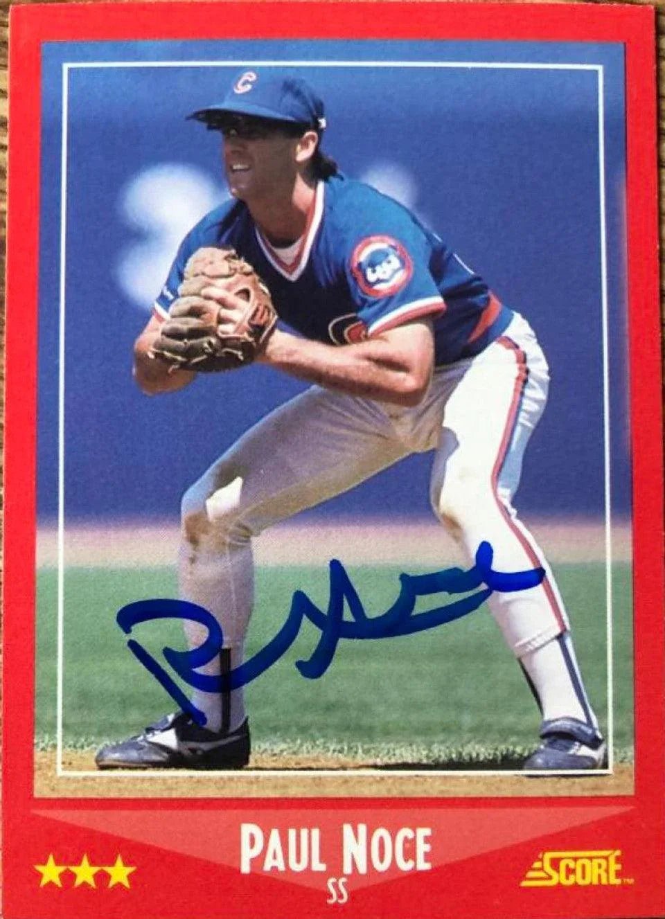Paul Noce Signed 1988 Score Baseball Card -Chicago Cubs
