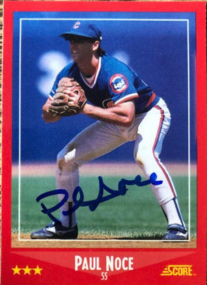 Paul Noce Signed 1988 Score Glossy Baseball Card -Chicago Cubs - PastPros