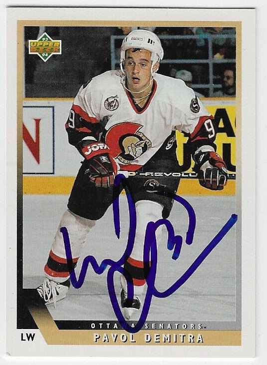 Pavol Demitra Signed 1993 - 94 Upper Deck Hockey Card - Ottawa Senators - PastPros