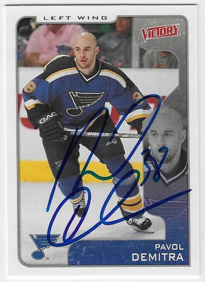 Pavol Demitra Signed 2001 - 02 Upper Deck Victory Hockey Card - St Louis Blues - PastPros