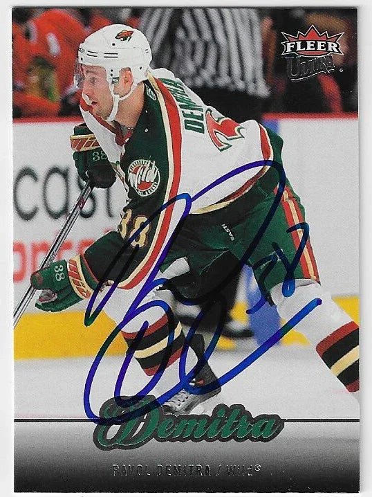 Pavol Demitra Signed 2007-08 Fleer Ultra Hockey Card - Minnesota Wild