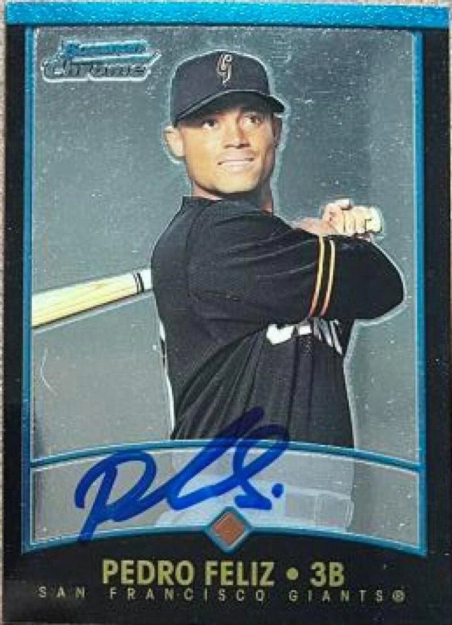 Pedro Feliz Signed 2001 Bowman Chrome Baseball Card - San Francisco Giants