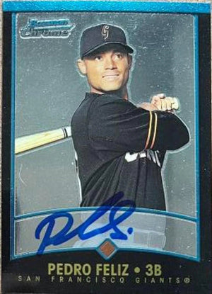 Pedro Feliz Signed 2001 Bowman Chrome Baseball Card - San Francisco Giants